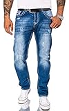 Rock Creek, RC-2056 - Jeans da uomo con cuciture spesse, stile vintage, colore blu, Blu - Rc-2268, 42W x 36L