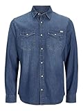 JACK & JONES Jjesheridan Shirt L/s, Camicia in jeans Uomo, Blu (Medium Blue Denim Fit: Slim), Large
