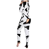 Pagliaccetto Pigiama Donna Curvy Hot per Sesso Pigiama Intero con Apertura Aderente Tuta Pigiama Sexy con Scollo a V Pigiama Intero Invernale a Maniche Lunghe Taglie Forti Lingerie Apertura