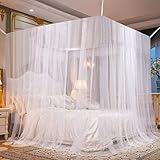UQTUKO Grande Zanzariera letto matrimoniale a Baldacchino Quadrata Facile da Installare, 200 x 210 x 220 cm