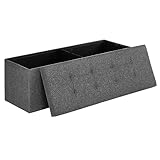 SONGMICS MAZIE Collezione - Cassapanca, Pouf Contenitore, Poggiapiedi Pieghevole da 38 x 110 x 38 cm, Ottomano, Portante 300 kg, per Soggiorno, Camera da Letto, Entrata, Grigio Scuro LSF77K