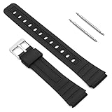 OcioDual Cinturino di Ricambio Sostitutivo in Gomma Resina Compatibile con Orologio Casio F91W F-91W Nero Fibbia Metal Perni