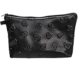PREMYO Pochette Donna Trucchi - Trousse Make Up Porta-Trucchi da Borsa - Astuccio Portapenne Scuola Cranio Nero