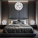 Lampadesign® Set Lampadario Camera da letto e 2 lampade da comodino a Sfera bianco 35 cm FIOCCO - Lampada a sospensione soffitto e coppia Abat-jour Luci Lumi comodini Lampadina Led E27