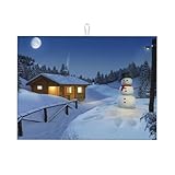 Tappetino scolapiatti in legno rustico, 46 cm x 61 cm, assorbente in microfibra, per bicchieri, piatti, tazze