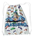 Colorfamily Sacca Ginnastica Macchinina Macchinine Cavallino Personalizzata Personalizzabile Nome Bambino Bambina