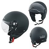 A-Pro Scooter Moto Casco Jet Omologato ECE 22-06 Visiera Avio Nero Opaco S