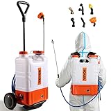 VEVOR Irroratore a Zaino con Carrello, Pressione Regolabile 0-94 PSI Serbatoio da 15 Litri su Ruote, con 8 Ugelli, 2 Lance, Coperchio a Bocca Larga per Giardino, Diserbo, Irrorazione, Pulizia