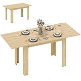HOMCOM Tavolo da Pranzo Allungabile per 6-8 Persone con Pannelli a Ribalta, Tavolo da Cucina Allungabile in MDF, per Sala da Pranzo, Soggiorno, 140-180x80x75 cm, Colore Legno