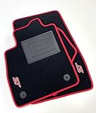 ASC tappetini auto compatibili con Ford Fiesta VII MK7-MK8 (anche Mild Hybrid) 2017> ST LINE tappetini auto in moquette,bordo antiscivolo,battitacco in gomma 2 loghi ricamati (ROSSO)