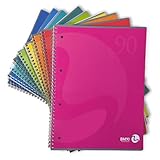 BM BeMore - Blocco Spiralato Maxi Color 0105349 – 60 Fogli – Blocco Spiralato con Fori – Formato A4 – Rigatura 1R – Righe senza margini – Carta 90 g/mq – 8 Colori Assortiti – Confezione 5 Pezzi