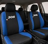 Auto Accessori Lupex | Coprisedili Auto Compatibili con 206 (1998-2012), Colore Nero Blu Royal, Made In Italy, Tessuto Policotone, Fodere Protezione Sedili Anteriori e Posteriori