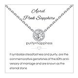 Qings Collana con Birthstone- in Argento 925 Ciondolo Zirconia Cubica Collana Birthstone di Aprile (Diamante) Collana Diamante Simulato da Donna Ragazze