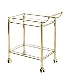 HAKU Möbel Carrello di servizio ottone placcato, Metallo, vetro di sicurezza - Dim. L 68 cm x A 78 cm x P 40 cm, Stile Contemporaneo