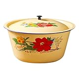 Lavabo Smaltato - Set Lavabo E Brocca Smaltati, Ciotola Smaltata Vintage Con Coperchio | Contenitore Multifunzionale Per Zuppe E Verdure, Pentola Per Olio Piccola, Bacino Smaltato Decorativo, Ciotola