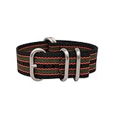 masar 24mm Zulu James Bond Black/Red/Green – Bracelet pour Montre - Universel