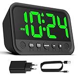 Azyh Sveglia digitale con grande indicatore LED per camera da letto, sveglia forte per dormienti pesanti, orologio da tavolo elettrico plug in con volume regolabile, luminosità, snooze, 12/24HR