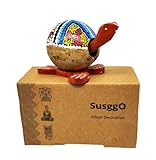 SusggO Tartaruga decorativa realizzata in legno e noce di cocco, assortita tartaruga della fortuna decorazione della casa - la testa si muove - tartaruga figura decorativa animale, artigianato
