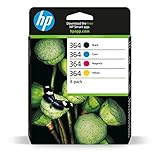 HP 364 Multipack N9J73AE Cartucce Originali da 1150 Pagine, per Stampanti a Getto di Inchiostro Photosmart B210c, B110c, B110e, B8550, 7520, DeskJet 3520, 3522, 3524, Nero e Tricromia