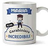 Mugffins Tazza Personalizzata in ceramica per CARABINIERA donna 11 oz / 350 ml - In italiano - Sei incredibile - Kawaii - Idea regalo per compleanno, anniversario, natale, laurea