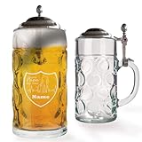 GRAVURMACHER® Boccale per birra con incisione e coperchio in peltro – Boccale da birra Isar 0,5 l con coperchio in peltro – Boccale per birra come regalo per la festa del papà – regalo di compleanno