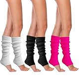 FUIPVGI 3 Paia Scaldamuscoli per Donne e Ragazze, Inverno Calzini Alti al Ginocchio Senza Piedi, Scaldamuscolo Danza da Donna Alla Calzini Lunghi al Ginocchio (3 colori)