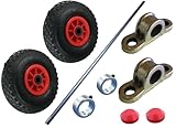 Rollentechnik Kit carrello con 2 ruote d'aria Ø 260 x 85, asse 800 mm, 2 anelli di regolazione, 2 assi e 2 tappi di chiusura