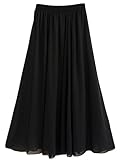 Donna Pieghettato Retro Maxi Gonna Lunga Elastica Solida Colore Gonna