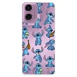 Custodia per Motorola Moto G24 - Moto G04 Ufficiale di Lilo & Stitch Patron Trasparente per proteggere il tuo cellulare. Cover per Motorola in silicone flessibile con licenza ufficiale Disney
