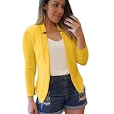liaddkv Blazer da donna, giacca a maniche lunghe, con tasca e bottoni, giallo., M