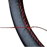 Coprivolante fai-da-te in pelle morbida sul volante dell'auto con ago e filo Accessori interni Rosso