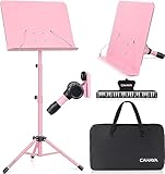 CAHAYA Leggio Musicale Pieghevole per Spartiti & Supporto per Tavolo 2IN1 Leggio Spartiti Musicali da Orchestra Portatile con Altezza Regolabile da 80-145cm Colore Rosa Modello CY0194-1