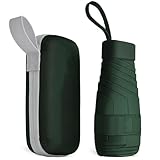 Aolso Mini Ombrello, Ombrello pioggia pieghevole da Viaggio, Ombrello da Tasca, Ombrello Ultraleggero Portatile, Mini Ombrello da Viaggio, UPF>50+ Ombrello da Sole/Pioggia Verde Scuro