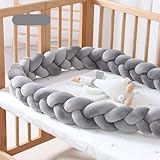 Treccia Paracolpi Lettino, Paracolpi Antisoffoco per Lettino, Cuscino Protezione Morbido Sicuro per Sponde Lettino Neonato, Barriera Anticaduta a Nodo Intrecciato per Bambini,G05,100cm