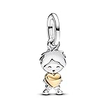 NUNUYAYA Charm Bead Ciondolo in Argento Sterling 925 Golg Boys Love Dangle con Zirconia Pendenti Compatibile con Braccialetti e Collane europei,Compleanno di Natale Perline per Donne