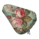 Coprisedile per bicicletta con fiori vintage e fiori, morbido e imbottito, per uomo e donna, comodo, impermeabile, per bici da strada con coulisse, cuscino di ricambio per mountain bike