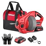 POPULO 18V(20V Max) Trivella di scarico elettrica, 25Ft Utensili per la rimozione di zoccoli di scarico a serpente per impianti idraulici, Pulitore di scarico senza fili per WC, fogna, bagno