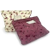 Sunolkie 2 Pezzi Beauty Case da Viaggio, Borsa Trucco per Cosmetici Rose Flower per Donne,Pochette donna, Portatile Trousse Trucchi con Cerniera, per Donne Ragazze