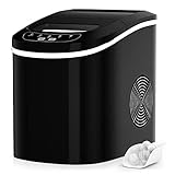 RELAX4LIFE Macchina Ghiaccio 2,2 L, Fabbricatore Cubetti 12 kg in 24 H, Ciclo Produttivo 6-13 Minuti, Tecnologia a Infrarossi, Funzionamento Automatico (Nero)