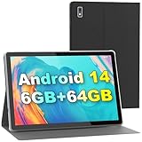Tibuta Smartpad A10 Tablet 10.1 Pollici Android 14 Con Caso, 6 + 64 GB ROM Quad Core, Batteria 5000 mAh, 1280 x 800 IPS HD Touch Screen, 5 MP+8 MP Fotocamera, Bluetooth, WiFi
