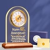 OkiyiD Orologio al quarzo per 60° anniversario, regalo di matrimonio, anniversario, orologio da tavolo da scrivania, 60 anni di matrimonio, matrimonio con diamanti per coppia, genitori, nonni (60°)