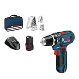 Bosch Professional Sistema 12V Trapano Avvitatore GSR 12V-15, Incl. Batteria 2x2.0 + Caricabatterie, Set Accessori 39 Pz., In Borsa, Amazon Exclusive Set