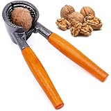 Generico Schiaccianoci Universale 17 Cm Impugnatura Super Comfort con Molla Trazione Ideale per Noci Nocciole Frutta Secca in Metallo Manico Color Legno Multiuso Cucina