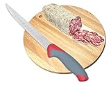 Tagliere in Legno da Cucina, Battilarda Tonda Piccola per Salame, Ø 20 cm, Professionale Antiscivolo