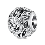 Kerraom Ciondolo Fenice in Argento Sterling 925, Charm Mitologico per Bracciali Donna e Ragazze, Simbolo di Rinascita e Nirvana
