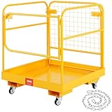 VEVOR Piattaforma Cestello di Sicurezza per Carrello Elevatore Carico Max 544 kg Cesta per Muletto con Piattaforma di Lavoro Portapersone Uso Industriale 92x92 cm Griglia di Protezione con Serrature