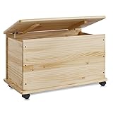 Zeller 13182 Baule per Giocattoli con Ruote, Legno, Beige, 73x39.5x45 cm