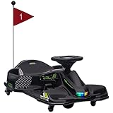 HOMCOM Go Kart Elettrico per Bambini 8-12 Anni 12V 3-8 km/h, Go Kart Drifting Macchina Elettrica per Bambini con Accensione Lenta, Luci, Musica e Cintura di Sicurezza, Nero