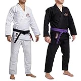 BJJ Gi Brasiliano Jiu Jitsu Gi Uniformi Abiti da Athletics Gear 100% Cotone Perlato Tessuto con Toppe Leggero per Bambini, Uomini e Donne, bianco, M2 (130cm - 139cm)
