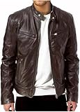 Giacca Uomo in Pelle, Uomo Giubbotto Manica Lunga Finta Pelle Biker Casuale Cotone Moda Giacca da Moto Retrò Casual Slim Colletto Alla Coreana Giacca da Moto Invernale da Uomo in Stile Motociclista